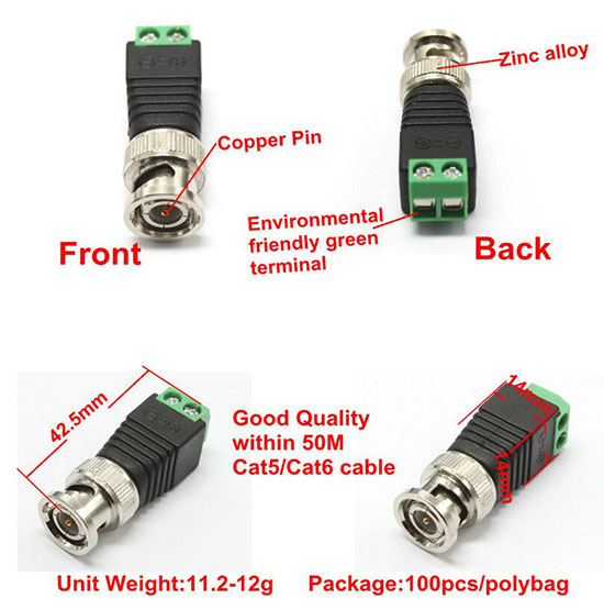 BNC male to DC connector