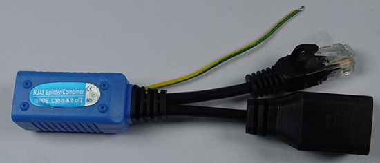RJ45 Splitter or Combiner uPOE Cable-Kit of 2 with 4KV Air discharge tube protection and lightingproof